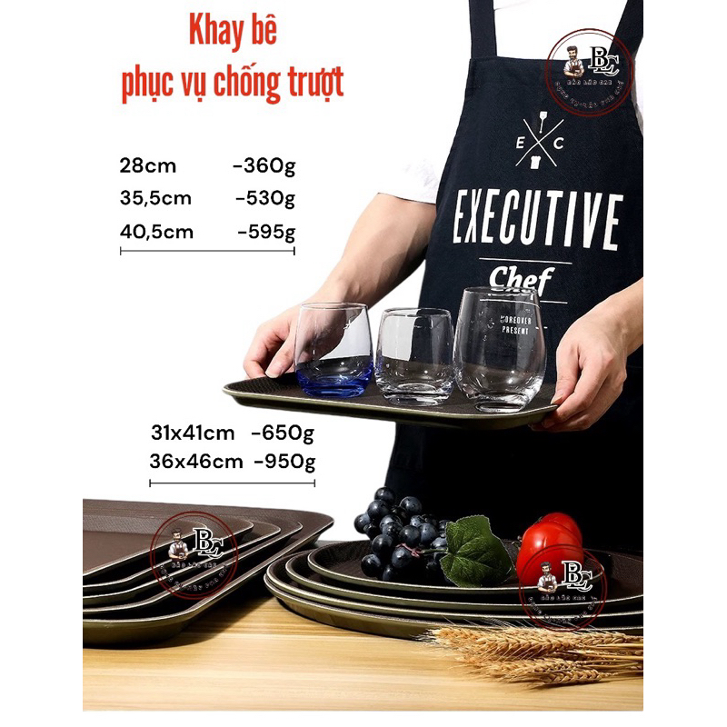 Khay bê phục vụ chống trượt  35cm, khay bê đồ, khay phục vụ đồ tròn tiện lợi
