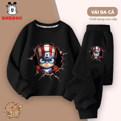 Set đồ bé trai BOBDOG, bộ nỉ  bé trai chất cotton da cá ấm áp in hình Marvel cute MX-BDO96 cho bé