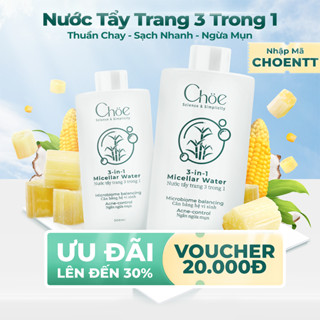 Nước tẩy trang Thuần chay Choe 3 in 1 Micellar Water - Dẫn xuất từ Mía, làm sạch nhanh và ngừa mụn