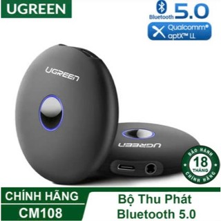 Bộ Thu phát Bluetooth 5.0 Ugreen 40762 CM108 ( APTX 2 in 1, có PIN, kèn 3 dây Ugreen )