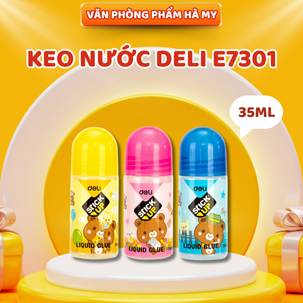 Combo 5 Chai Hồ nước, keo nước dán giấy 35ml Deli - E7301
