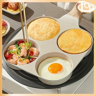 Chảo Chiên Rán Trứng Làm Bánh 4 Ngăn Chống Dính - Khuôn Chảo Chống Dính Tay Cầm Gỗ 4 ngăn nấu được mọi loại bếp