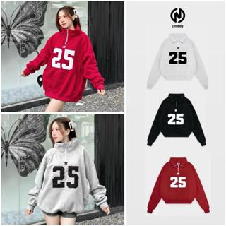 (DEAL MỞ BÁN) Sweater- Áo Sweater Cổ Kéo TheCinddy Thêu Số 25 Ngôi Sao Nỉ Bông Nam Nữ -SWTK001