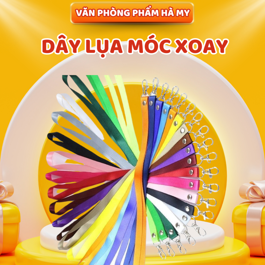 Combo 10 Sợi Dây Lụa Đeo Bảng Tên Móc Xoay