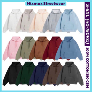   CÓ BIG SIZE+ẢNH THẬT  Áo hoodie trơn nỉ bông 350 gsm 100% cotton ấm áp giữ ấm thu đông unisex Premium Quality 