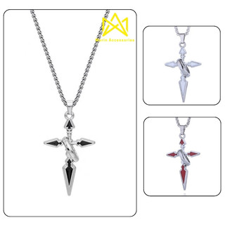  Vòng cổ nam nữ titan không gỉ thiết kế mặt chữ thập lồng nhẫn thời trang Kuu playboy âu mỹ - Vòng Cổ Black Cross 