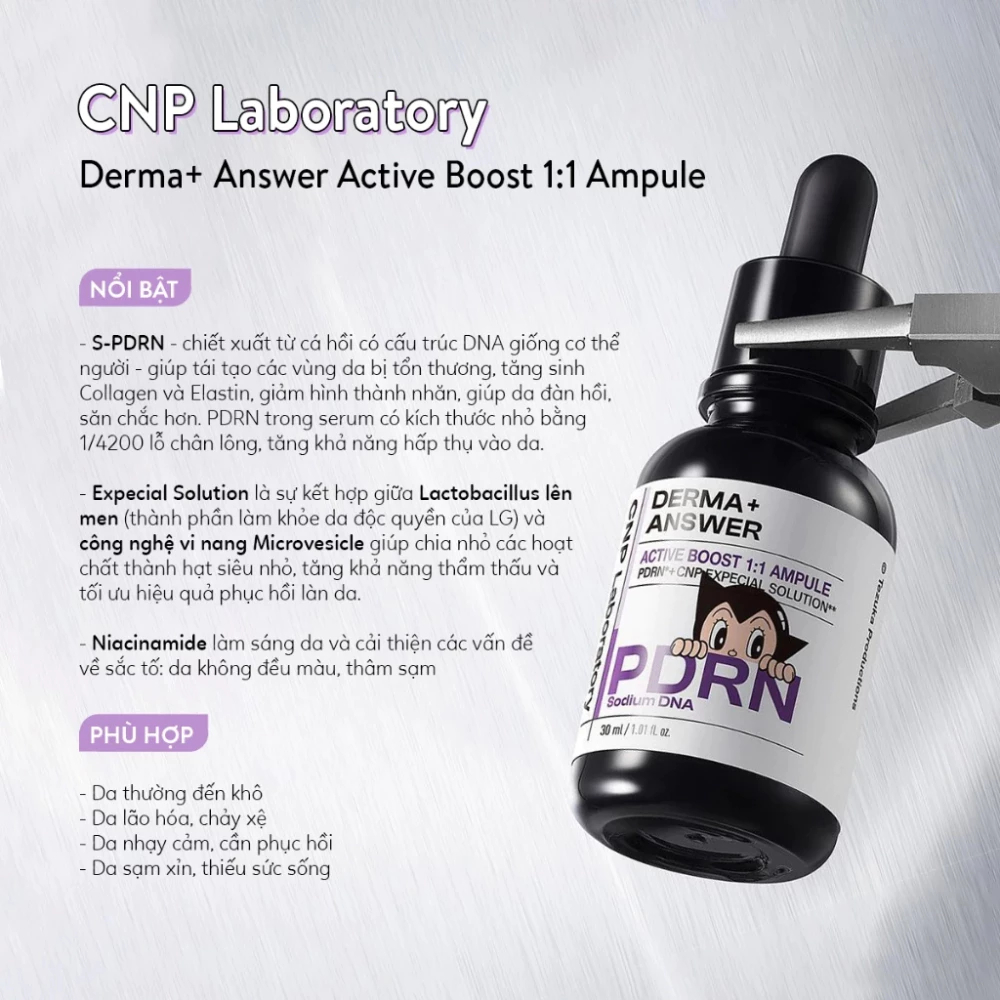 Tinh Chất Trẻ Hóa, Căng Bóng Và Phục Hồi Da CNP Laboratory Derma+ Answer Active Boost 1:1 Ampule