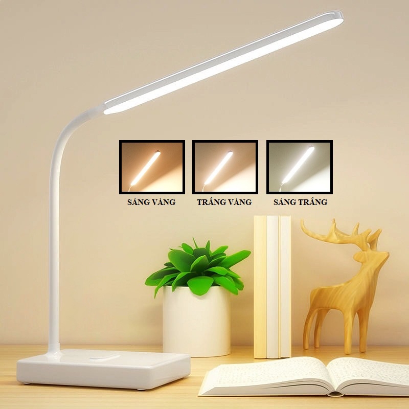 Đèn Học Để Bàn Bóng LED Chống Cận Thị Pin Tích Điện 3 Màu Ánh Sáng Đọc Sách Làm Việc | BigBuy360 - bigbuy360.vn