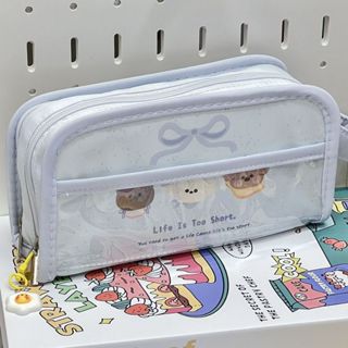 Bút đựng hình chú chó dễ thương, túi PVC, túi đựng đồ lớn, túi đựng văn phòng phẩm, túi trang điểm Pencil Case