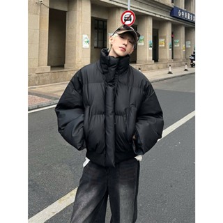 Áo Phao Da PU Nam Kiểu Dáng Boxy Áo Phao Béo Cổ Cao Phong Cách Hàn Quốc