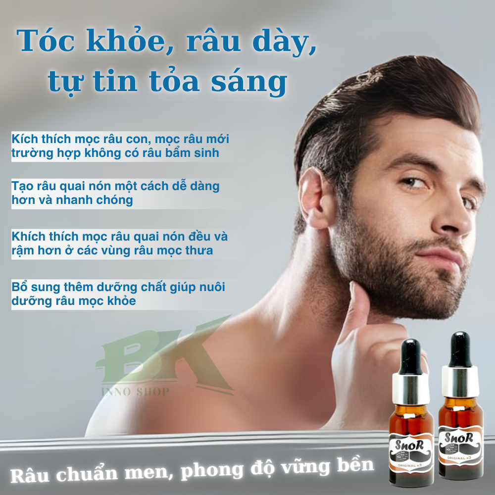 Serum Kích Mọc Râu SNOR Nhập Khẩu Thái Lan 15ml Giúp Râu Mọc Rậm, Lông Mày Mọc Nha Chóng,  Nuôi Dưỡng Râu Khỏe | BK INNO