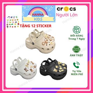 Dép Cross đế cao 5cm cho nữ người lớn Cao gót Sục Croc Baya Platform HannaKids Giày Clog Cros Classic Unisex Xăng đan