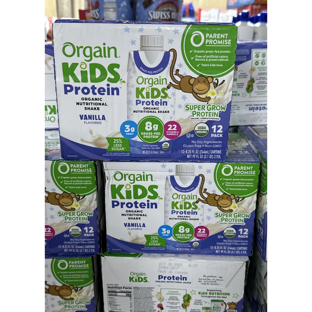 Thùng 18 Hộp Sữa Protein hữu cơ Orgain Kids Protein Vị Vanilla 237ml