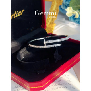 [Bạc 100%] Vòng Cati ĐINH bản đính đá - vòng làm đặc Silver - Gemmi Jewelry