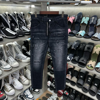  878 Quần bò DSQ đen trơn rách xước vảy sơn new 5750 