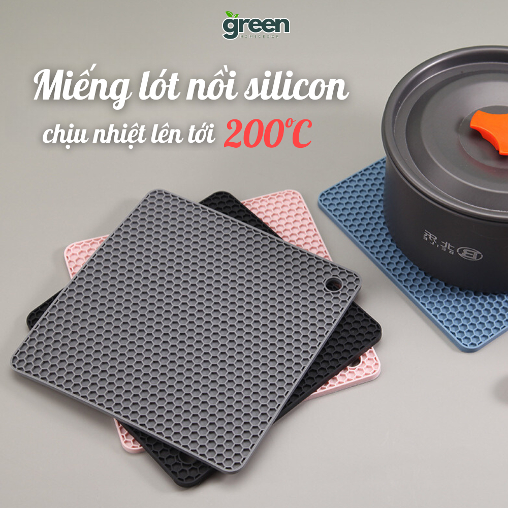 Miếng lót silicon cách nhiệt cao cấp, Tấm lót bếp chống xước chịu nhiệt tới 200 độ C dễ dàng vệ sinh