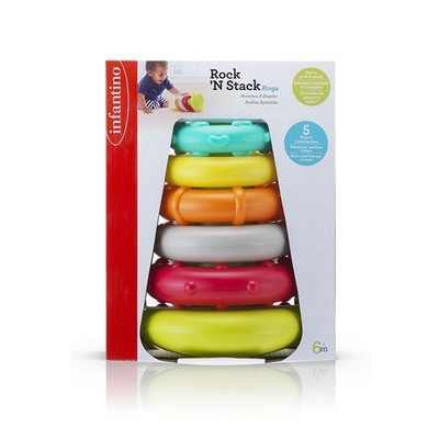 Đồ chơi tháp xếp chồng - màu đỏ - Rock'N Stack Rings Infantino - 6m+