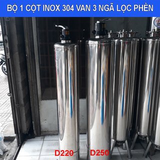 Bộ 1 cột lọc nước phèn inox 304, sử dụng van 3 ngã