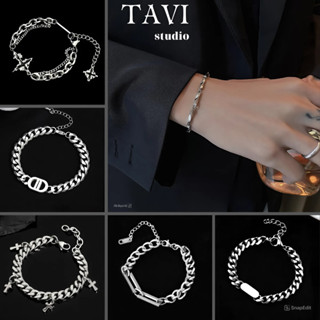 Vòng Đeo Tay Nam Nữ Titan Không Gỉ Tavi Studio Lắc Tay Dây Xích Mạ Bạc Phong Cách Hip Hop Thời Trang Unisex Nhiều Mẫu Mã