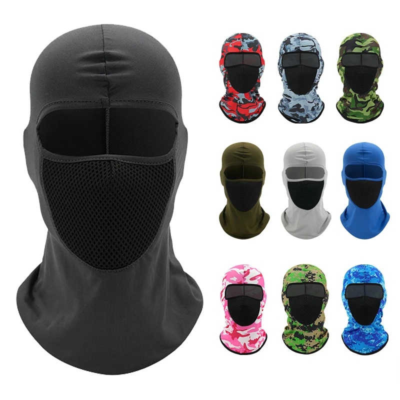 Mũ trùm đầu chống nắng che kín mặt thiết kế mặt nạ lưới thoáng khí, co giãn ôm sát đội mũ bảo hiểm thoải mái hơn