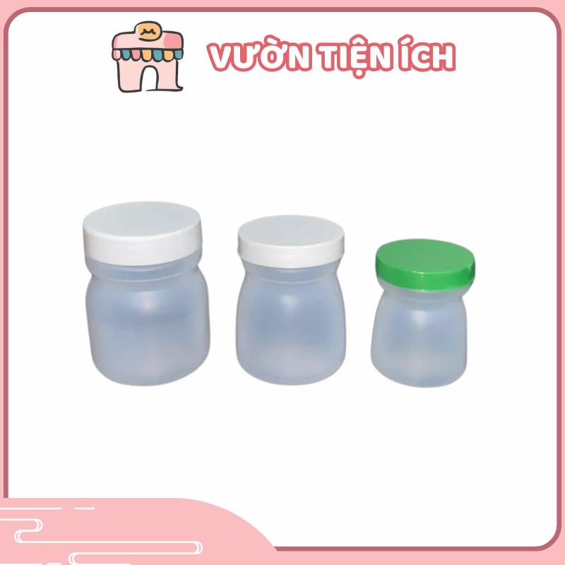 Lốc 12 hũ nhựa đựng sữa chua, flan, muối tiêu, kem 50ml-70ml-90ml, có nắp tiện an toàn Vườn Tiện Ích