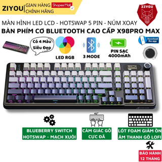 Bàn Phím Cơ Máy Tính Không Dây Ziyou Attack Shark X98 PRO MAX 3 Mode, Màn Hình LCD, LED RGB