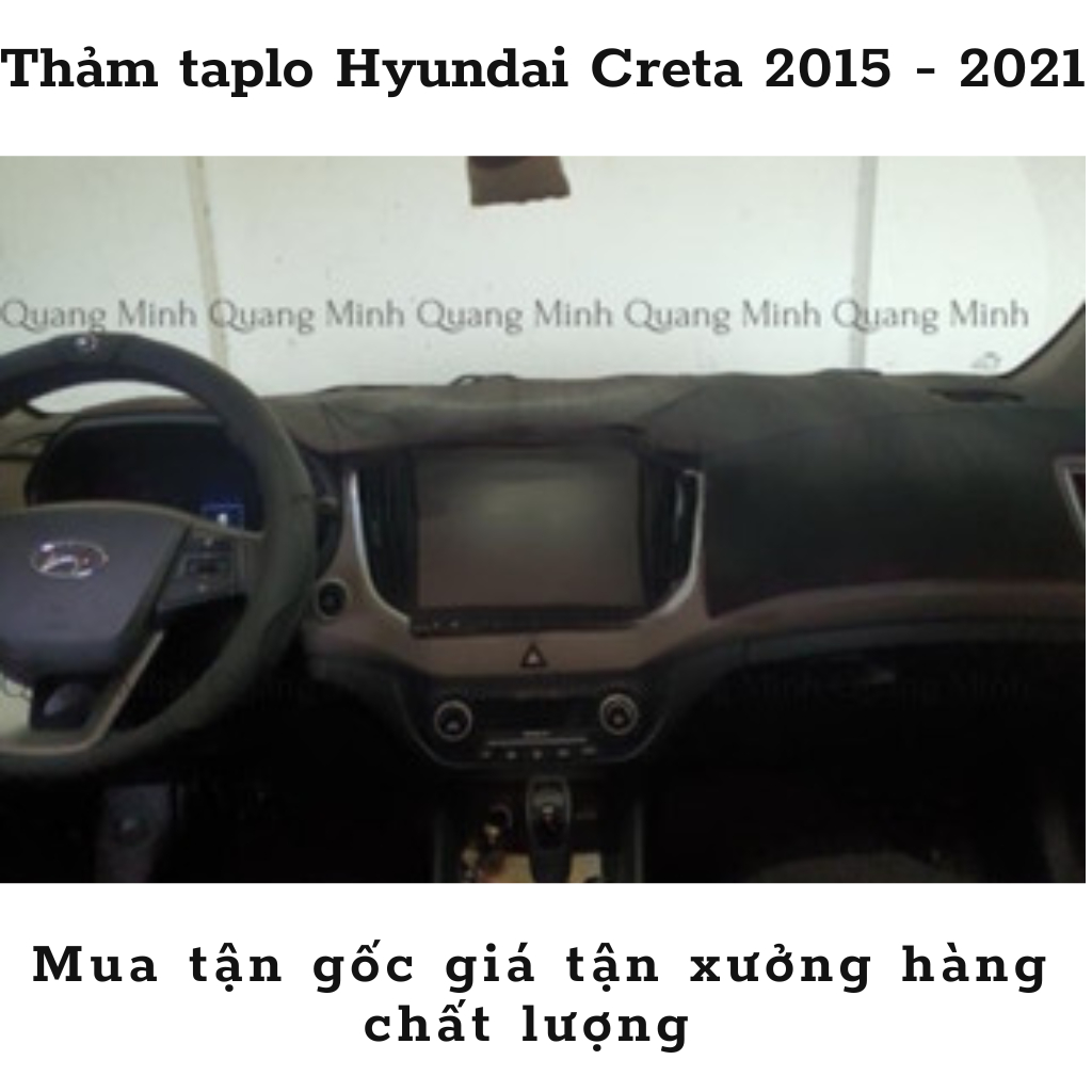 Thảm taplo ô tô, thảm taplo Hyundai Creta 2015 - 2021 da carbon chính hãng QMCAR thảm k cong vênh