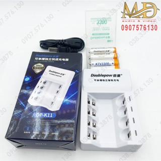 combo Sac Pin + 4 pin AAA  sạc 3300mhA Doublepow / dùng cho karaoke - đồ chơi điện tử