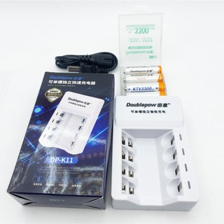 combo Sac Pin + 4 pin AAA  sạc 3300mhA Doublepow / dùng cho karaoke - đồ chơi điện tử