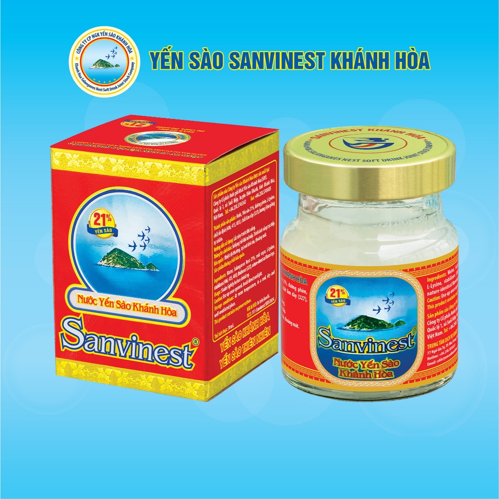 [Combo 30 lọ 70ml, 21% Yến sào] Nước Yến sào Sanvinest Khánh Hòa dành cho mọi độ tuổi.