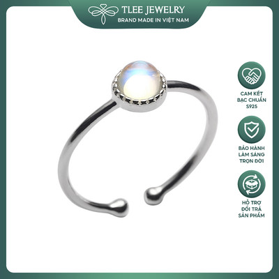 Nhẫn bạc nữ TLEE freesize moonstone 5mm lấp lánh TLEE JEWELRY