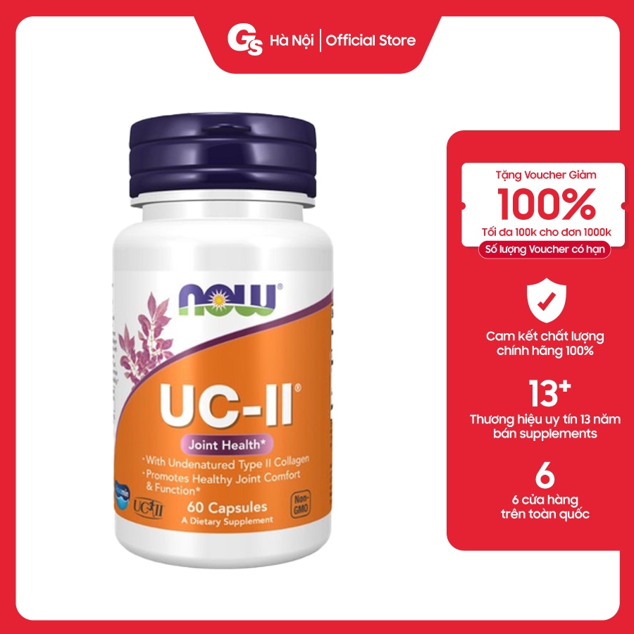 Viên uống NOW UC-II Type II Collagen - Hỗ trợ duy trì xương khớp khỏe mạnh nhập Mỹ - Gymstore
