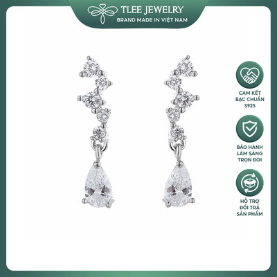 Khuyên tai bạc nữ TLEE tua đá dài Alyly xinh xắn TLEE JEWELRY B0397