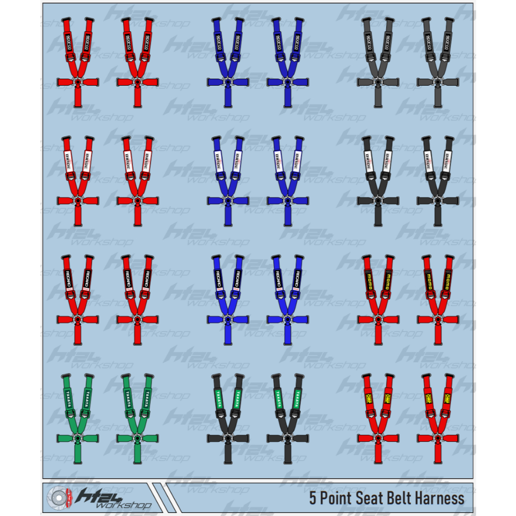 HT24workshop - Decal nước Dây đai an toàn đa điểm, Seat Belt tỉ lệ 1:64 các hãng custom cho xe mô hì