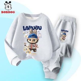 Set quần áo nỉ cho bé trai BOBDOG 2025, đồ bộ dài tay chất nỉ da cá ấm áp in hình LABUBU cute MX-KS42 cho bé