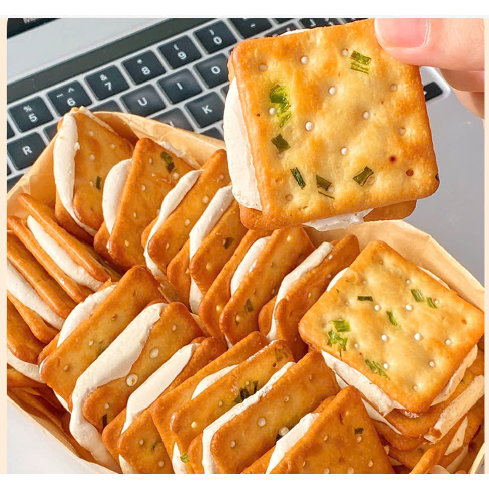 [ Siêu ngon ] Combo 500g Bánh quy Nougat/ Bánh quy hành vị pho mai/bánh quy kẹp kem thơm ngon