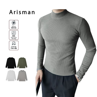 Áo Len Tăm Nam Giữ Nhiệt Arisman chất mềm mịn, co giãn cổ 3 phân dài tay kiểu dáng basic