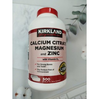 Viên uống hỗ trợ xương chắc khỏe Kirkland Calcium Citrate Magnesium and ZinC (500 viên/ chai) bổ sung canxi kẽm magie