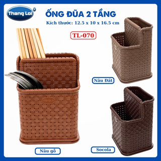 Ống Đựng Đũa Muỗng 2 Tầng Có lỗ Thoát Nước – Phiên Bản Mới Đánh Bóng – Nhựa Thắng Lợi Bền Đẹp
