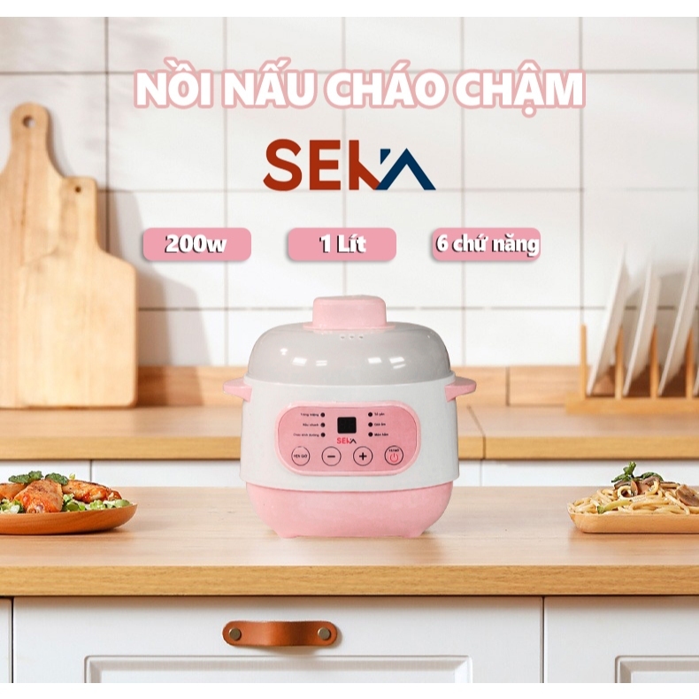 Nồi Nấu Cháo Chậm Đa Chức Năng SEKA 1L, Hầm Cháo Cho Bé Ăn Dặm