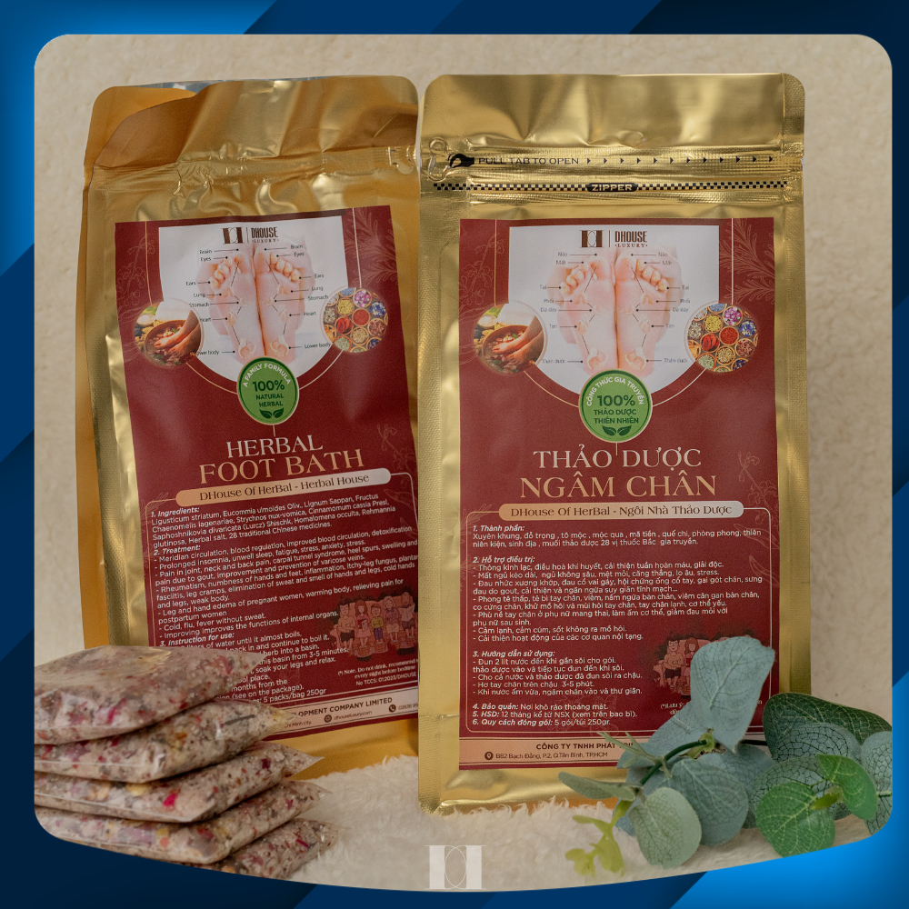 DHERBAL - Muối Thảo Dược Ngâm Chân - Giảm mất ngủ kéo dài, ngủ không sâu, mệt mỏi, căng thẳng, lo âu, stress