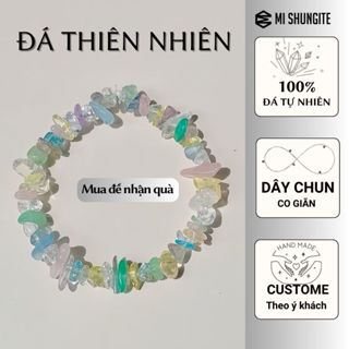 Lắc tay chun thạch anh thô tự nhiên phụ kiện thời trang nữ, trang sức vòng tay phong thuỷ, tarot Mi Shungite