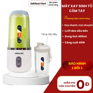TẶNG KÈM NẮP- Máy Xay Sinh Tố Mini Cầm Tay Jubilee Mart 400ML 10 Lưỡi Pin Sạc,Xay Đa Năng,BH12 Tháng