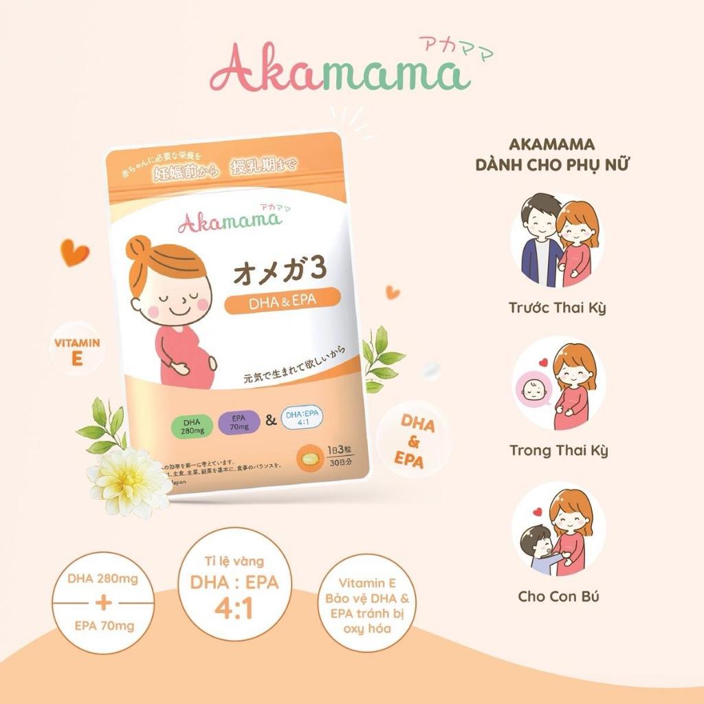 Akamama - DHA cho bà bầu - Nhật Bản - viên uống bổ sung DHA, Vitamin  giúp cho não bộ và thị giác th