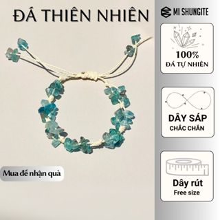Vòng tay đan dây handmade thạch anh tự nhiên, vòng đá tự nhiên mang năng lượng cao phụ kiện thời trang Mi Shungite