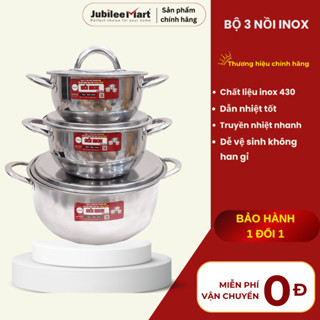 DÙNG BẾP TỪ Bộ Nồi Inox 430 Cao Cấp Jubilee Mart, Bộ Nồi Inox Mini Giá Rẻ Cho Mọi Gia Đình BH 24T