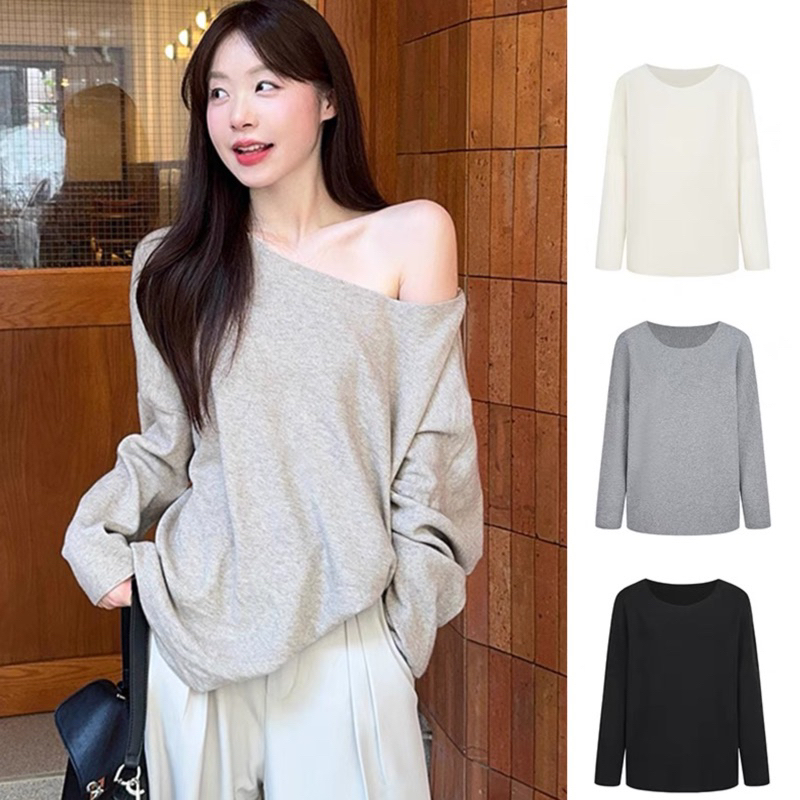 Áo trễ vai tay dài phong cách, Áo lệch vai chất tăm lông thỏ Sang chảnh m664 | BigBuy360 - bigbuy360.vn