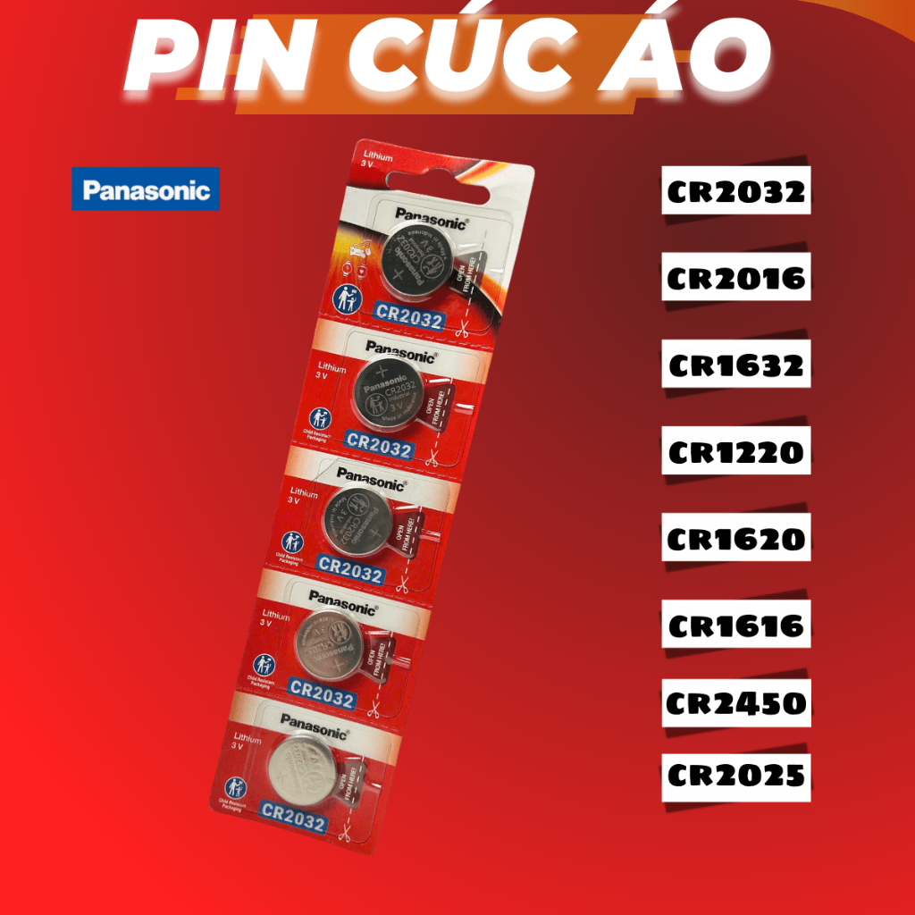 Pin cúc áo CR2032 CR2025 CR2016 CR1632 Panasonic dung lương lớn chính hãng made indo