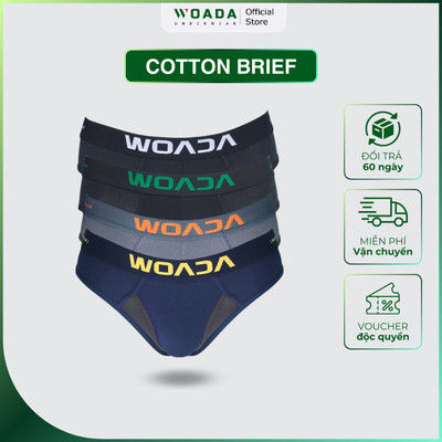 [COMBO 4] Quần Lót Nam Dáng Brief Chất Liệu Cotton Thoáng Mát Thương Hiệu WOADA LK002