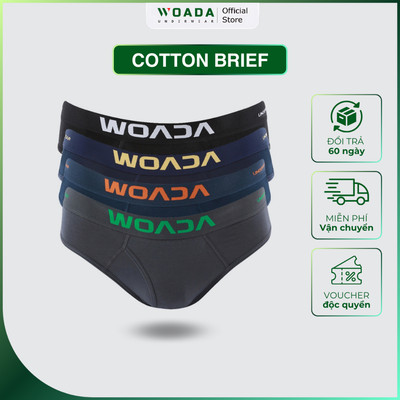 [COMBO 4] Quần Lót Nam Dáng Brief Chất Liệu Cotton Thoáng Mát Thương Hiệu WOADA LK009